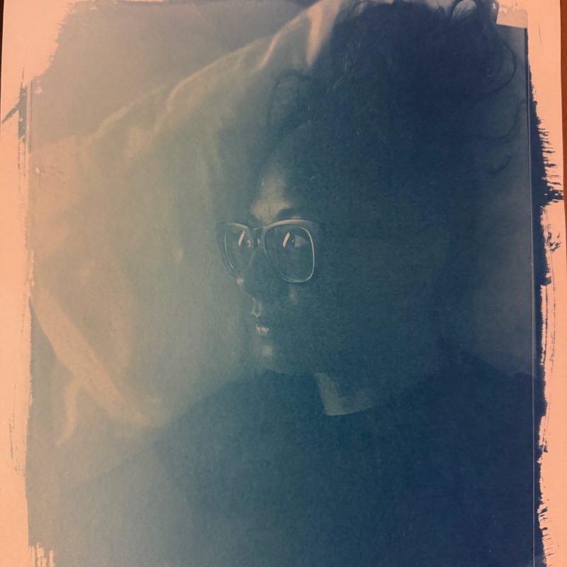 Cyanotype selfie of artist Jenina